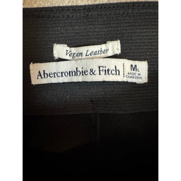 Abercrombie & Fitch Tall Black Vegan Leather High Rise Flare Side Slit Pants ML - Picture 9 of 9